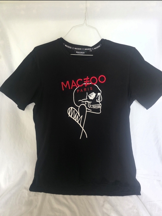 Maceoo Other - Macceoo Paris Black Short-Sleeve Graphic Tee with Red Logo